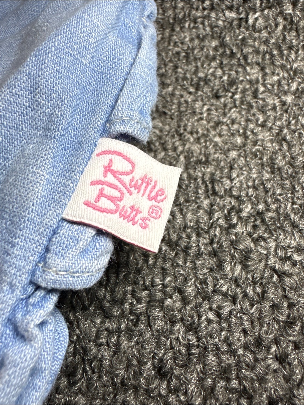 Ruffle Butts Light Blue Denim Ruffle-Trim Long-Sleeve Romper - Picture 4 of 6